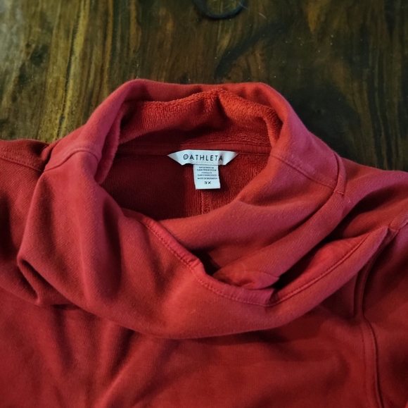 ATHLETA LONG-SLEEVED RED COWL NECK ZIP POCKETS THUMBHOLES SZ 3X - Picture 4 of 8